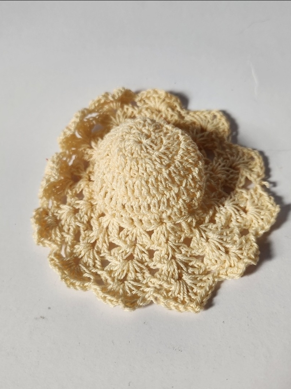 Cream Crochet Doll Bonnet Vintage